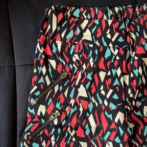 Multicolor stretchy pants black orange green yellow Small